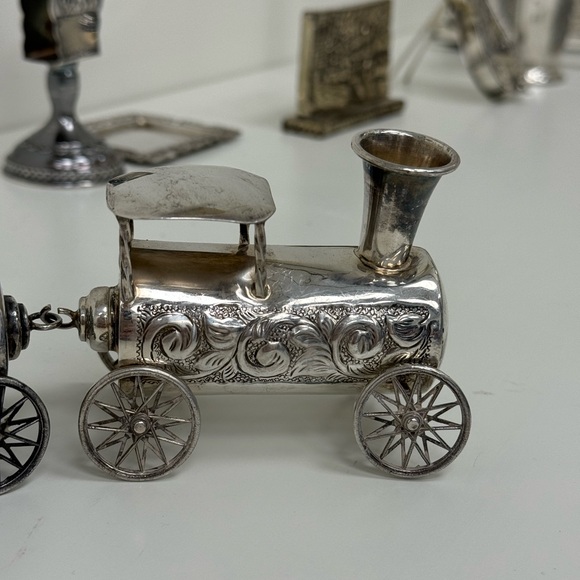 925 Sterling Silver Judaica Sterling Silver 3 Piece "Train" Set - Picture 2 of 12